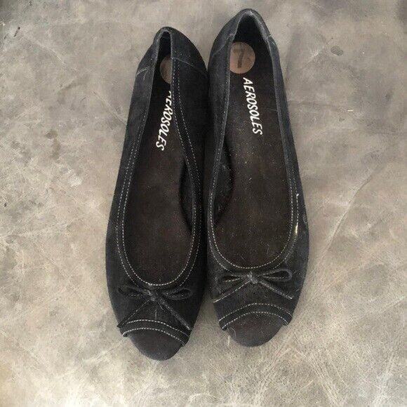 Aerosoles Fettucine Slip On Suede leather open toe flats Shoes Women's Size 7 - Picture 1 of 4